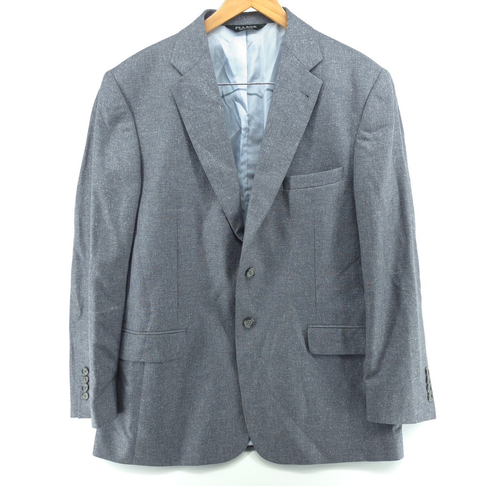 Jos A Bank Mens Blazer 100% Silk Grey Textured 42R Signature Collection 2-Button